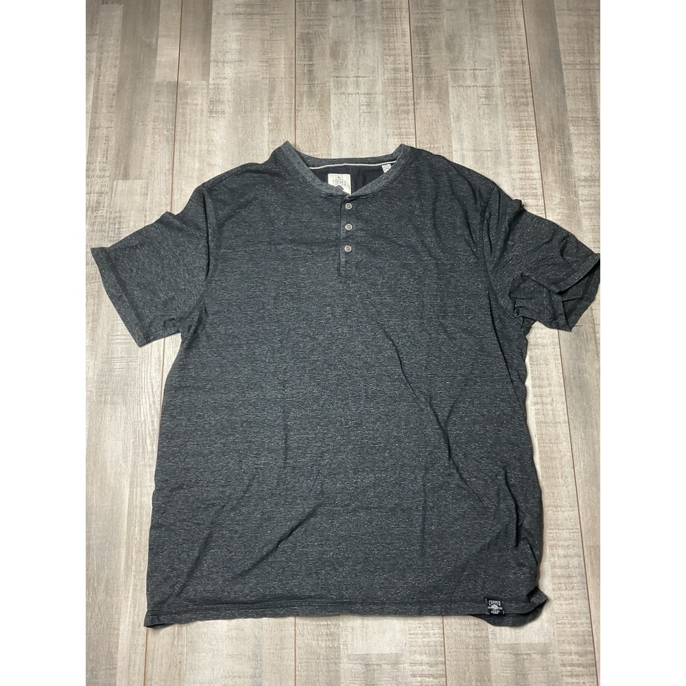 Copper & Oak Supply Co Men's‎ Gray Stripe Henley T-Shirt Sz X Large Short Sleeve